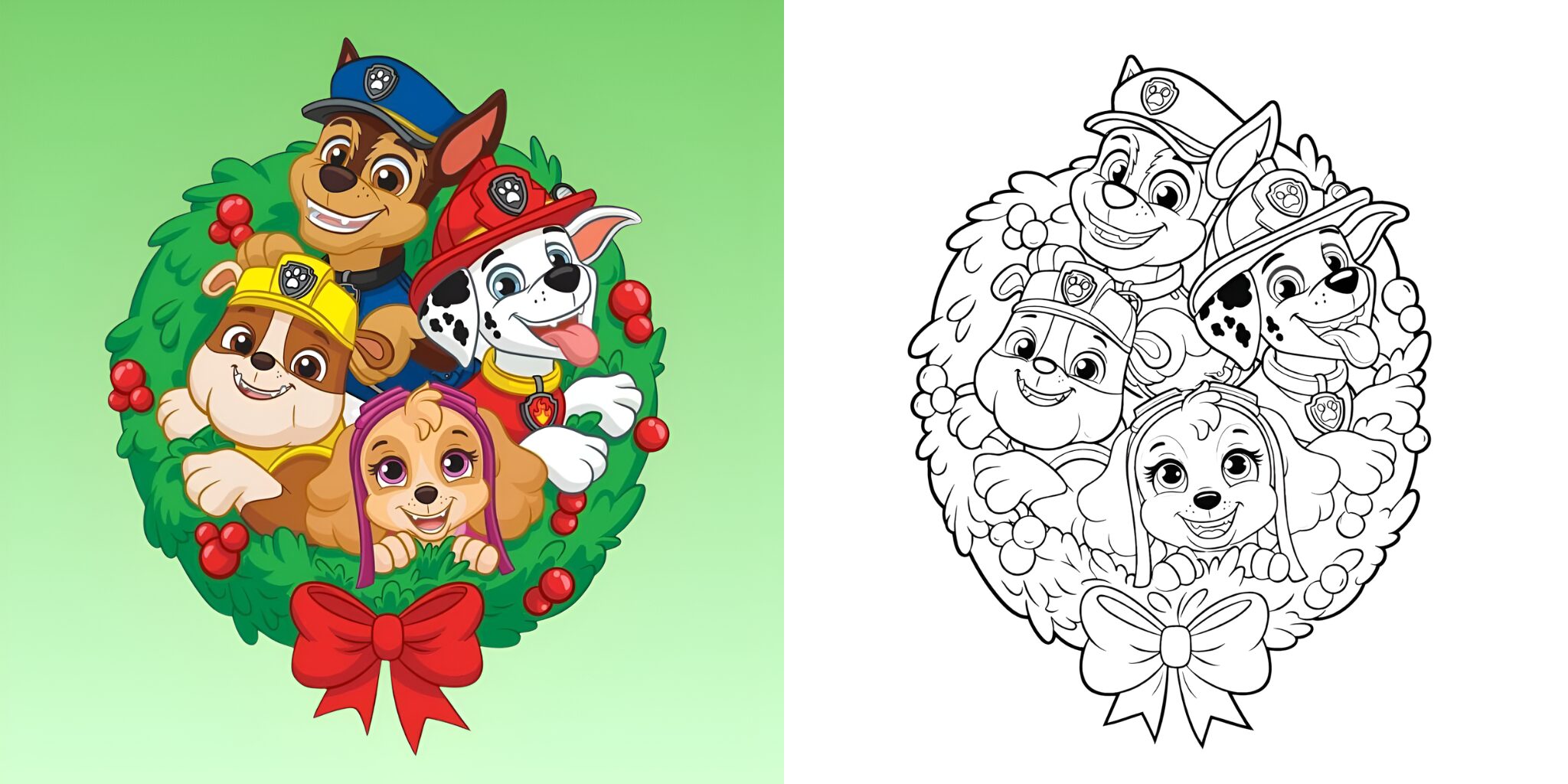 coloriage Pat’ Patrouille Noël ft