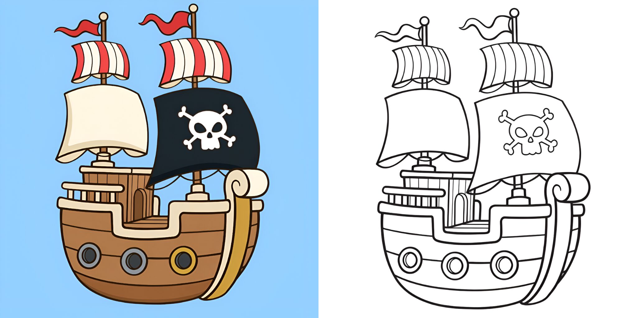 coloriage bateau pirate ft
