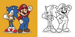 coloriage mario et sonic ft