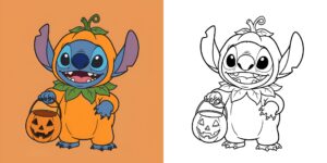 coloriage stitch halloween ft